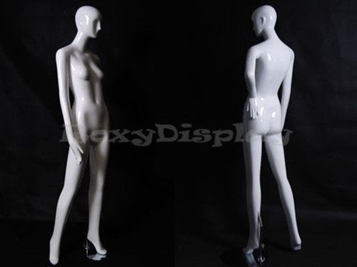 Female Fiberglass Glossy White Mannequin Eye Catching Abstract Style #MD-XD03W