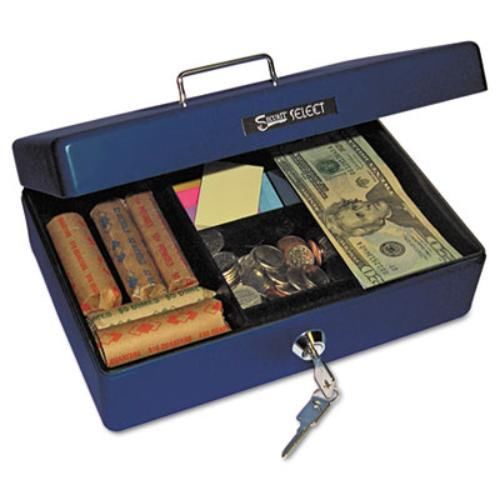 PM COMPANY 04803 Select Compact-size Cash Box, 4-compartment Tray, 2 Keys, Blue