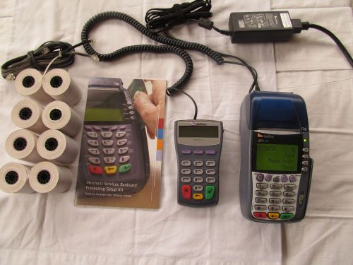 Verifone Omni 3750 Credit Card Machine With Verifone Pin Pad 1000se and Paper