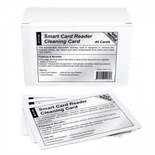 Waffletechnology Smart Card Reader Cleaning Cards, 40 cards/box