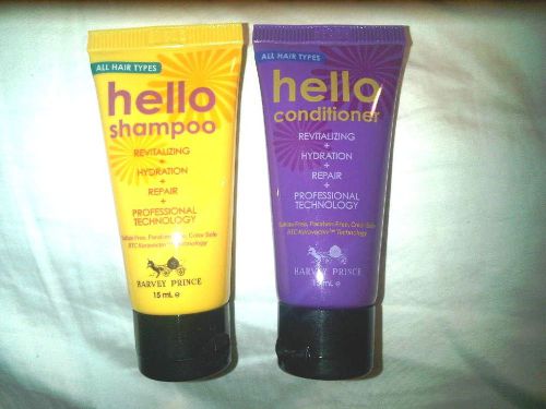 Harvey Prince Perfume HELLO Travel Trial Size Shampoo &amp; Conditioner -15ml ea NEW