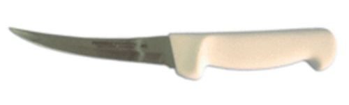 5&#034; Posting Boning Curved Knife Cabon Steel Blade White Polypropylene Handle