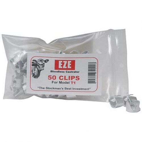 EZE T-1 Bander Clips Castrate Cattle Bulls Sheep Goat Minimum Stress 100 Count