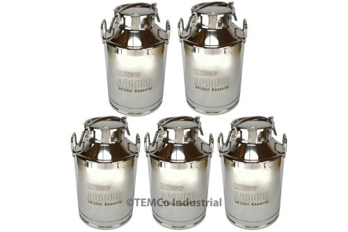 5x TEMCo 40 Liter 10.5 Gallon Stainless Steel Milk Can Wine Pail Bucket Tote Jug