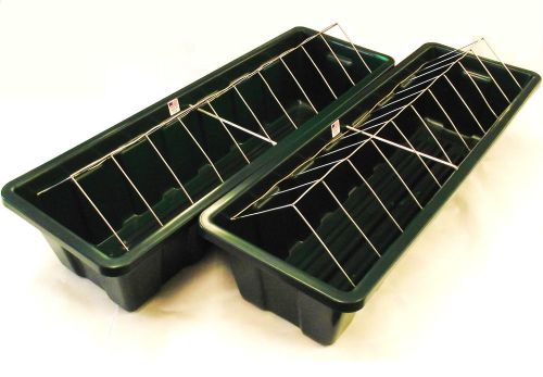 COMBO 24&#034; FOREST GREEN MANUAL CHICKEN TROUGH WATERER &amp; FEEDER POULTRY COOP