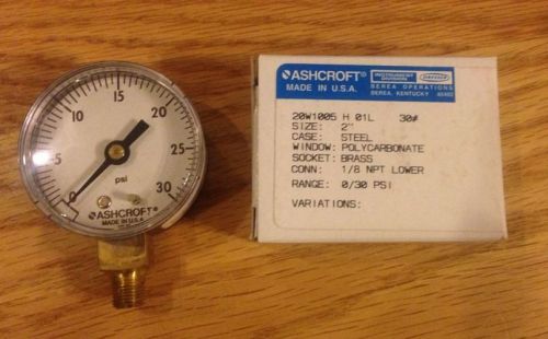 5 NEW Ashcroft Pressure Gauges 20W1005 H01L 2&#034; 1/8 NPT Lower 0/30PSI