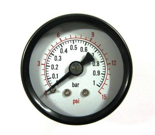 Air pressure gauge 1/8 bsp rear entry 40mm dial 0-15psi-1 bar for sale