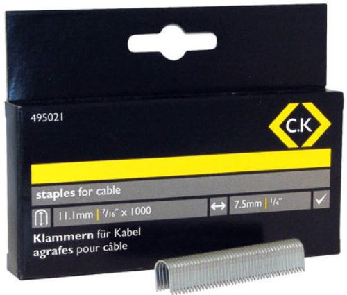 Ck 495022 cable staples 7.5 x 14.2mm for  arrow t25 stapler - pack of 1000 for sale