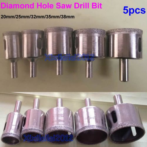 5pcs 20mm-38mm Diamond Hole Saw Tile Ceramic Glass Porcelain Marble Drill Bit
