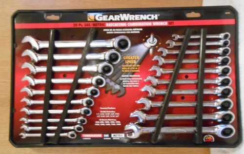 Gearwrench 20pc sae metric ratcheting combination wrenches standard mm set 35720 for sale