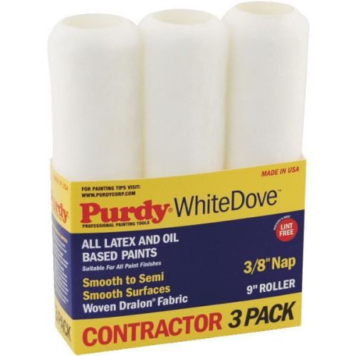 3-Pack White Dove Woven Fabric Roller Cover-3PK 9X3/8&#034; ROLLER COVERS