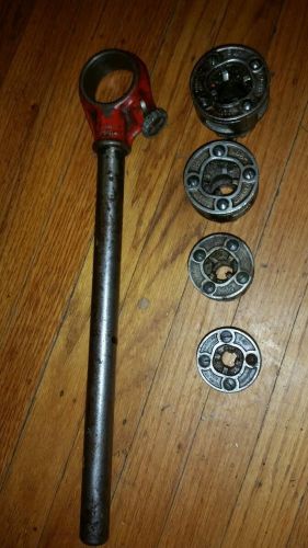 Rigid 00-r ratcheting pipe threader - 4 dies (1/2&#034;-3/4&#034;1/4&#034;and 3/8&#034; for sale