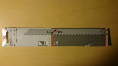BOSCH (S1111K) 5 Reciprocating Saw Blades for Wood,225 x 19 x 1.25mm(9&#034;).