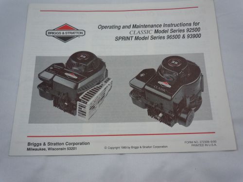 Briggs &amp; Stratton Instructions for Classic &amp; Sprint Models
