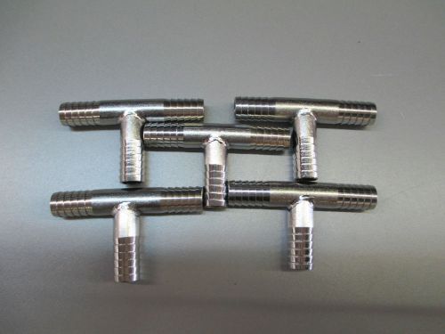 (5) 3/8&#034; barb tee. stainless steel fittings tees for sale