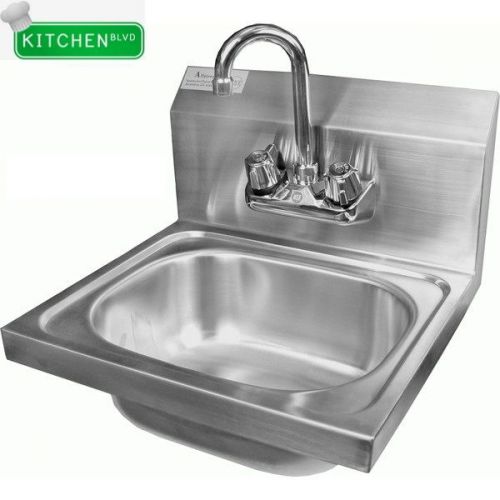 Extra Wide Wall Mount 20&#034;x17&#034; Hand Sink. 7-3/4&#034; Deep (No Lead Faucet)