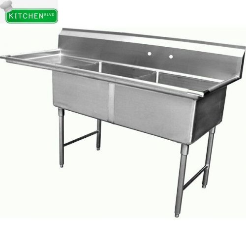 2 Compartment Sink with Left Drain Board 24&#034;x24&#034;