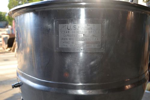 US Army Groen 40 Gallon Steam Jacketed Kettle