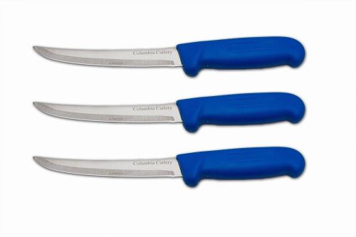 3 Columbia Cutlery 6&#034; Curved &amp; Stiff  Blue Boning/Fillet Knives - new &amp; sharp!!