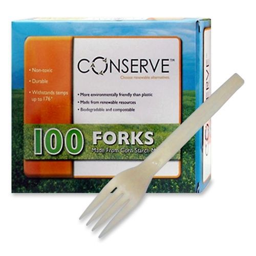 Baumgartens Conserve Disposable Fork - 100/Box - White
