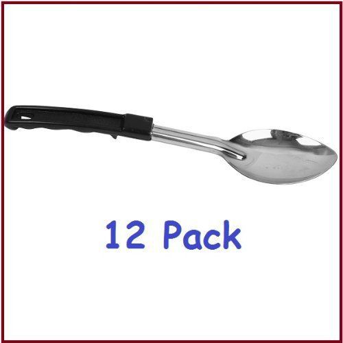 NEW (Pack of 12) 13&#034; Stainless Steel Solid Serving  Basting Spoon w/Easy Grip Pl