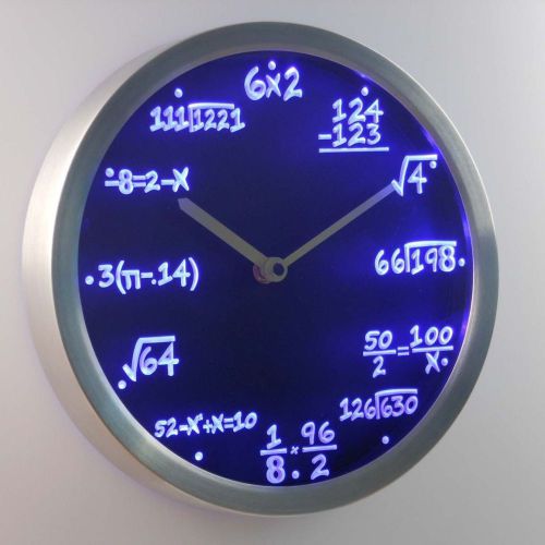 LED Wall Clock Math Scholar Funny Humor Beer Cafe Bar Restaurant Neon nc0461-b