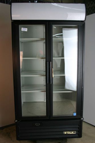 True gdm-35-em 2 door sliding black commercial refrigerator for sale