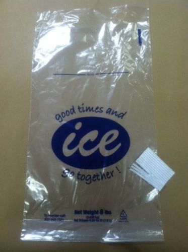 Ice Bags, 8LB Printed ice bags and twist ties, 1000 per box.