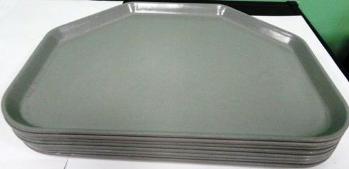 Lot of 8 Cambro Camtray 6 Sided Cafeteria Lunch Tray 1418 TR 18&#034; x 14&#034; Used Gray
