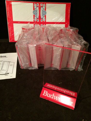 Lot of 9 New Budwiser Acrylic Table Tent Menu Signage Holders 4&#034; x 6&#034; Signs