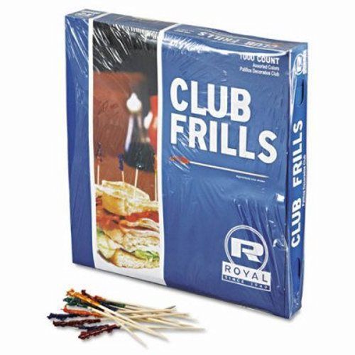 Royal club cellophane-frill wood picks, 4&#034;, assorted (rppr812w) for sale
