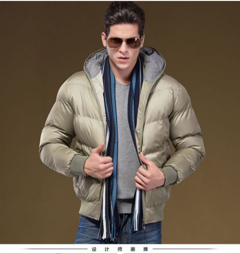 Male short coat casual jacket winter coat hooded down jacket to keep warm