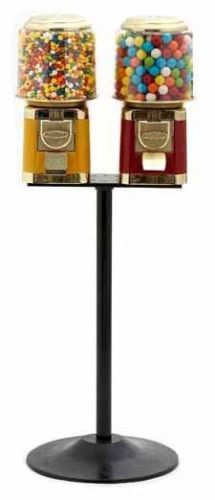 2 New Commercial Classic Gumball/Candy Vending Machines on Double Pipe Stand