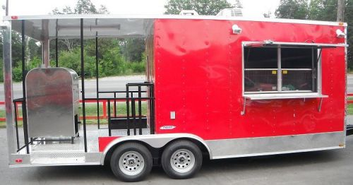 Concession trailer 8.5&#039;x20&#039; red - bbq smoker catering food for sale