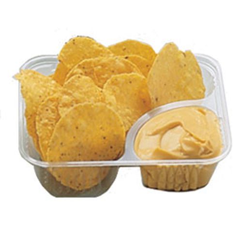 125 Clear 2 Compartment Nacho Cheese Tray 6.5 x 5