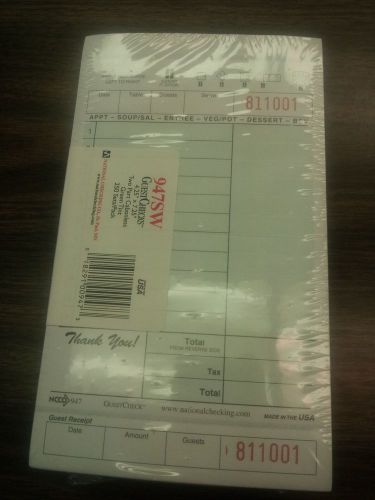 NATIONAL #947SW REATAURANT 4&#034;x7&#034; CARBONLESS RESTAURANT CHECKS ( 250 PER PACK  )