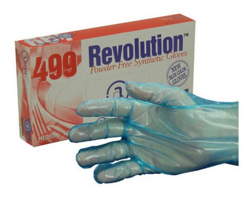 AmerCare Revolution Blue Powder-Free Synthetic Food Service Gloves - L  499-3