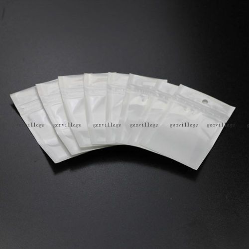 100 x zip lock white clear plastic bags resealable hang hole pocket 6x10cm new for sale