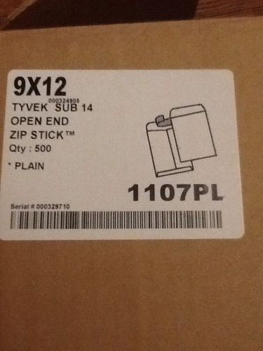 9 x 12 Tyvek Envelopes Open End Zip Stick 500/lot Sub 14. Lot 4