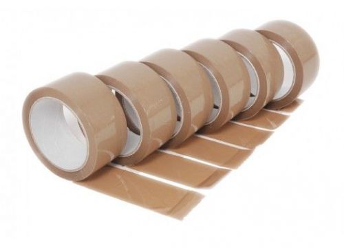 Sir-g, 6 rolls brown tan packing tape shipping packaging 3&#034; 2.0 mil 110 yard. for sale