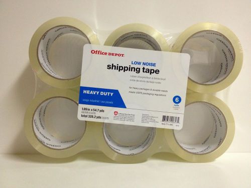 Office Depot Clear Heavy Duty Low Noise Shipping Packaging Tape 6 roll 300 meter