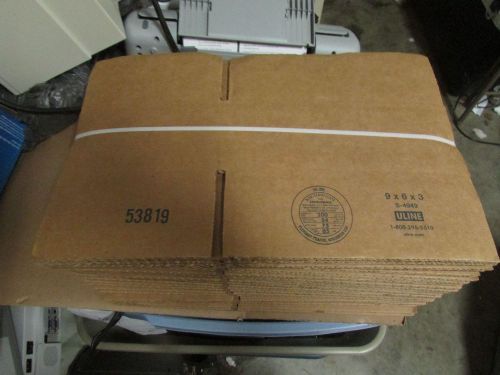 9 X 6 X 3&#034; CORRUGATED FLAT CARDBOARD BOXES U-LINE LOT OF 50