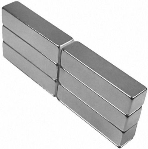 6 Neodymium Magnets 1 x 1/4 x 1/4 inch Bar N48