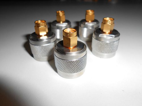 Huber &amp; Suhner gold plated N male to SMA female adaptor Lot of 5 pcs