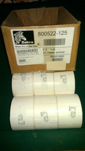 Lot of 6 Rolls Zebra 2.25W x 1.25L Thermal Print Labels P/N 800522-125 2.25x1.25
