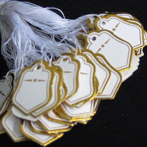 100 Gold Shield Tie Price Mini Tag Small Jewelry Size 0.75&#034;