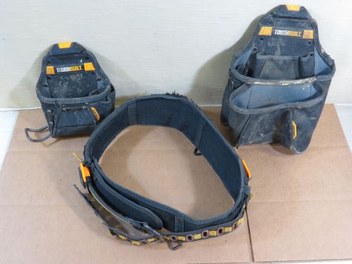 Toughbuilt tool belt with 2 clip tech pouches,utility,tape measure pouch for sale