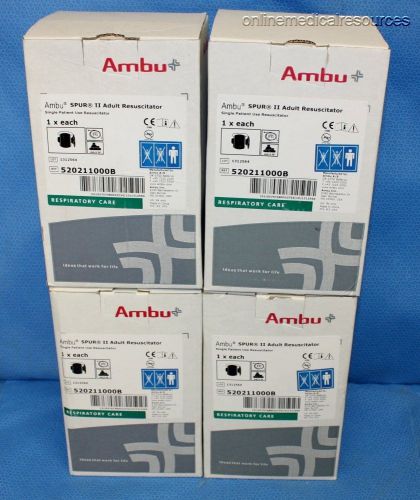 Ambu spur ii adult manual resuscitators bvm bag mask 520211000b (4) each for sale