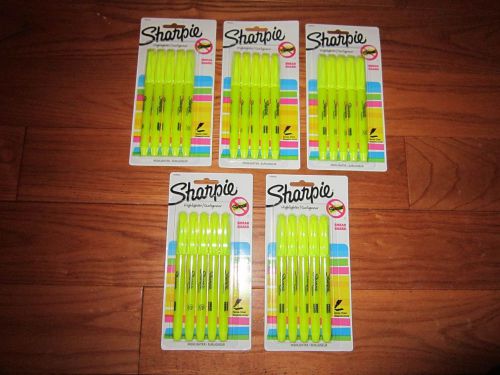 5 sharpie 5pks highlighter markers.yellow narrow chisel tip,smear guard no bleed for sale