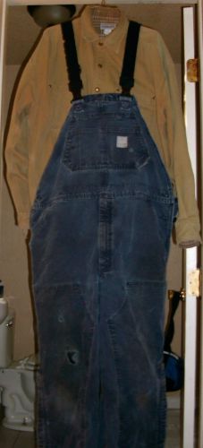 Carhartt Flame Resistant Qveralls Size 40X32 Rough But Still Wearable Repairs
